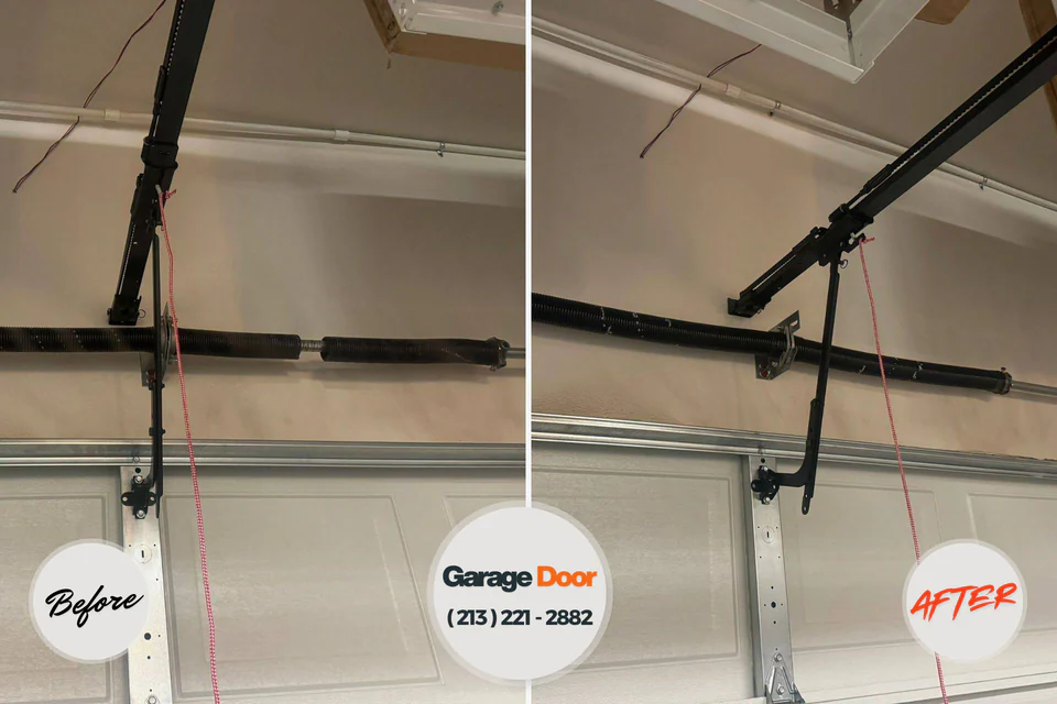 Before and after: garage door repair Atwater, CA